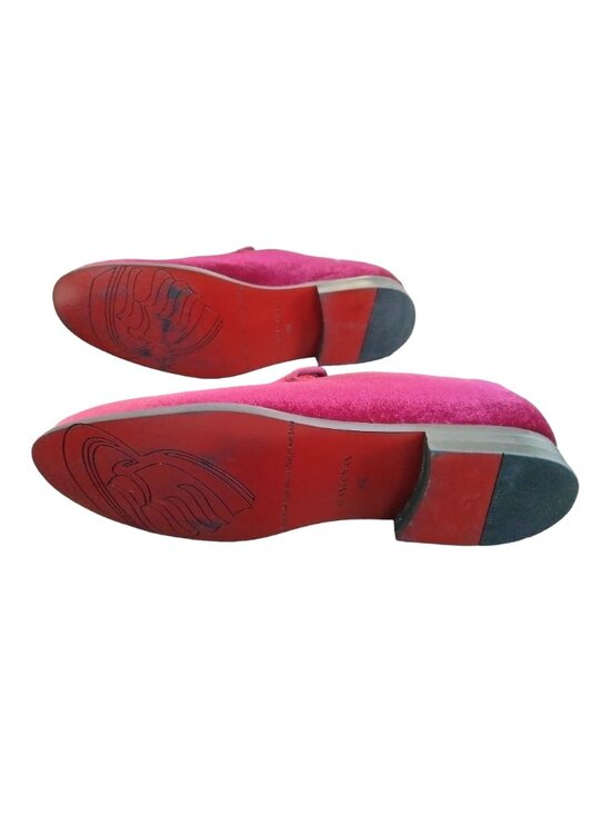 Elanroman Mens Size 10 Loafers Rich Red Velvet Embroidered Tiger Design